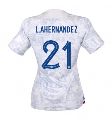 Frankrike Lucas Hernandez #21 Bortedrakt Kvinner VM 2022 Kortermet